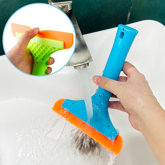 3 Pcs Flexible Silicone Squeegee, FineGood 5.9” Blade Window Squeegee Shower Squeegee for Glass Doors, Car Windshield, Mirror, Window