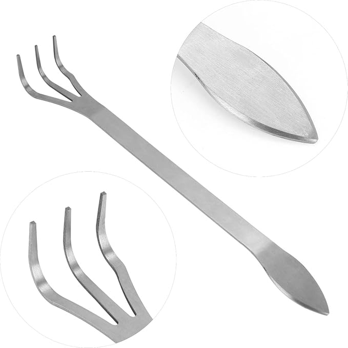 Bonsai Rake Bonsai Tree Tool Lightweight 3-Prong Stainless Steel Root Rake Loosen Soil Toool with Ergonomic Handle for Gardening Plants