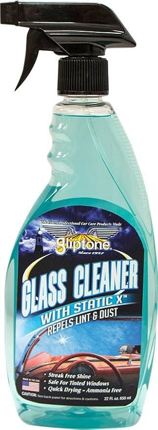 Gliptone Glass Cleaner Kit, Streak-Free Shine, Ammonia-Free, Quick Drying, 1 Gallon + 22 Fl Oz Glass Cleaner, 6 Glipscrub Sponges & 4 Softouch Waffle Microfiber Towels, Safe on Tint & Hard Surfaces