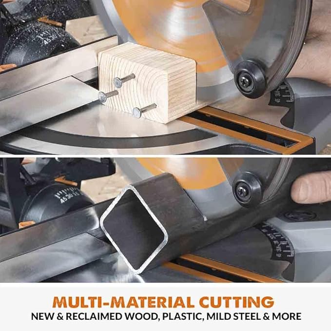 Evolution R185CMS-Li 7-1/4" Cordless Compound Miter Saw, Multi-Material TCT Blade, 20V EXT Li-Ion, Battery & Charger Included, Cuts Wood, Metal, Plastic, 45° Miter & 45° Bevel, Compact & Powerful