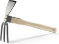Garden Hoe,Garden Tools Digging Hoe and Rake, Hand Hoe with Wooden Handle for Loosening Soil and Weeding