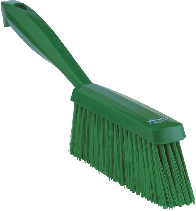 Vikan 45872 Bench Cleaning Brush, Polypropylene/Polyester Soft Bristle Dustpan Brush & Sweeper With Handle, 14-Inch, Green