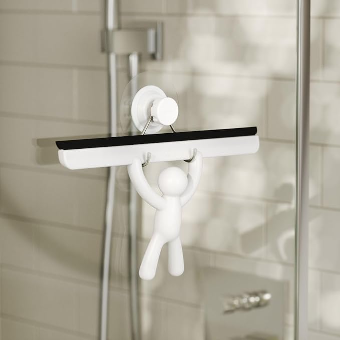Umbra Buddy Bathroom Squeegee for Shower, Mirror, Window - Adhesive Storage Hook Included
