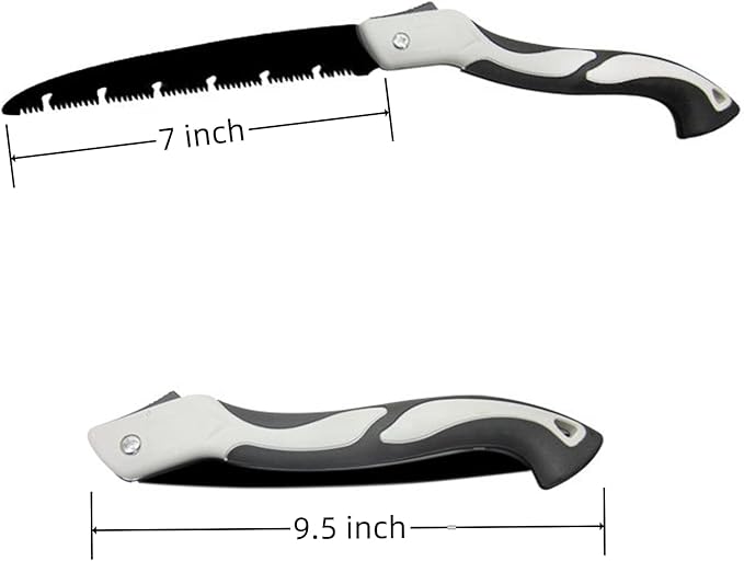 7 Inch + 10 Inch Folding Saw, Pruning Hand Saw for Wood Cutting, Garden Pruner with SK5 Curved Blade, Foldable Handsaw for Tree Trimming, Camping, Gardening and Carpentry