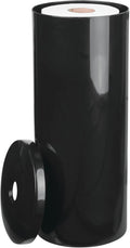 mDesign Plastic Floor Stand Toilet Paper Organizer with Cover, 3-Roll Space-Saving Tissue Storage for Bathroom - Fits Under Sink, Vanity, Shelf, in Cabinet, Corner - Aura Collection - Black