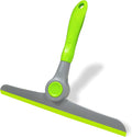 Small Squeegee Silicone Squeegee with Wood Handle Household Cleaner for Mirror Window Car Windshield Shower Door Countertop (Green Plastic Handle)