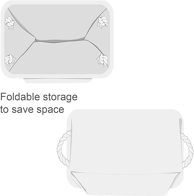 TheWarmHome Storage Basket for Shelves - 15.8x11.8x11.8 inch 3 Pack Fabric Storage Cubes, Collapsible Storage Bin for Organizing Organizer Closet Book Gift Dog(White)