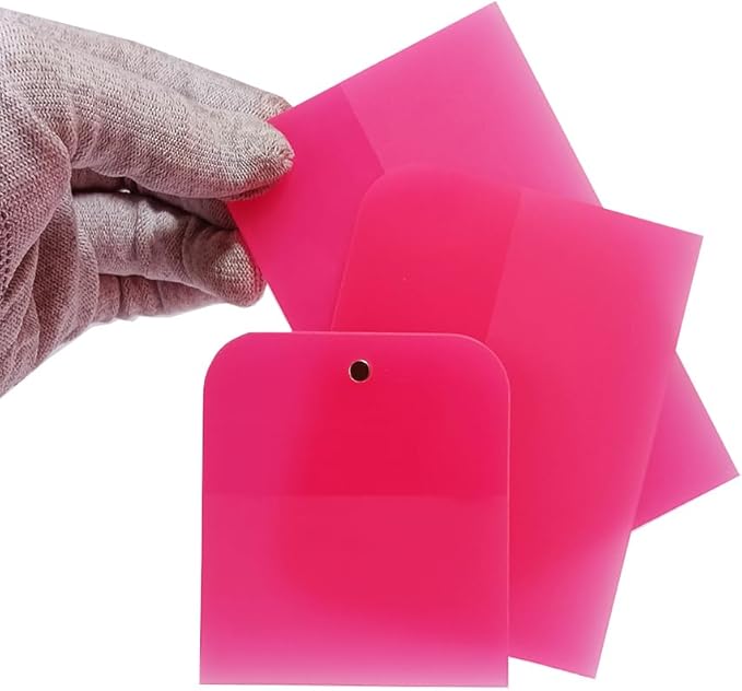 PPF Squeegee Kit 5 in 1 Anti-Scratch Soft TPU Scraper for Vinyl,Small Tint Squeegee Water Blade Scraper for Paint Protection Film,Vinyl Wrap Window Tint Tools (Pink Magnet)
