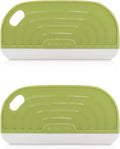 2 PCS Small Handhold Squeegee for Household, Mini Size Silicon Cleaning Scraper with Hanging Design, Water Wiper Scraper for Cleaning Glass Mirror Bathroom Kitchen Countertop (2 pcs, Green)
