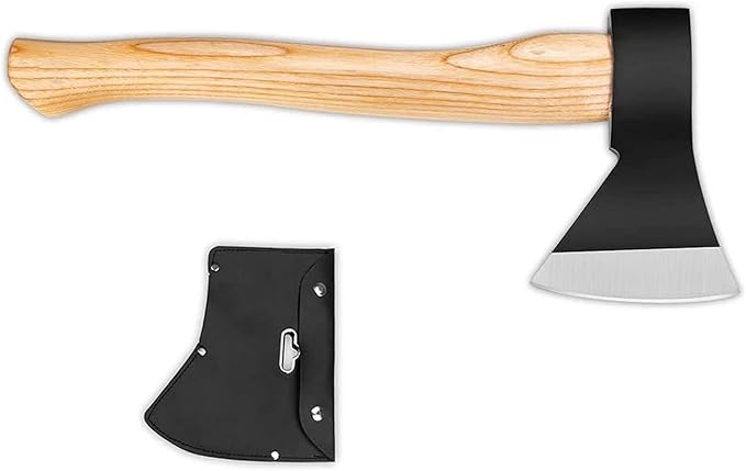 Camping Axe, 15inch Outdoor Hatchet Chopping Axe for Wood Splitting and Kindling, Camping Outdoor Hatchet Gardening Hand Tools with Sheath(Black)
