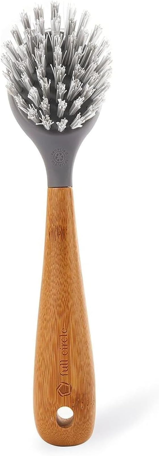 Full Circle Tenacious C Cast Iron Bamboo Dish Brush and Scraper – Durable Kitchen Scrub Brush for Dishes, Pots, Pans, and Cast Iron, Sustainable, Made with Recycled Plastic