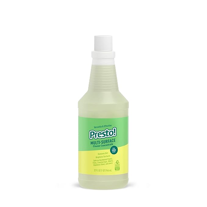 Amazon Brand - Presto! Multi-Surface Cleaner Concentrate, 2X Concentrated Formula, Lemon Scent, Streak-Free All Purpose Cleaner for Hardwood Floors, Tile, Countertops, 32 fl oz, 2-Pack