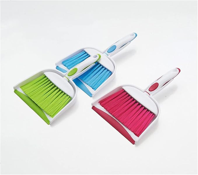 Mini Broom and Dustpan Set-Mini Whisk Set for Desk, Housekeeping, Office, Kitchen, Pet Nest, etc.,Daily Cleaning Necessity Plastic Mini Dustpan Set (Gray)