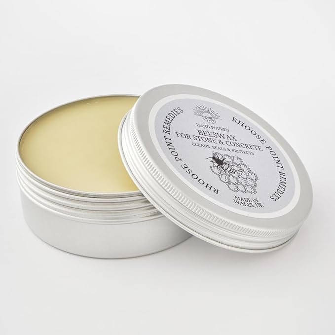 Rhoose Point Remedies Beeswax Polish for Stone & Concrete 3.5 Fl Oz – Cleans, Seals & Protects Natural & Man-Made Surfaces inc. Marble, Quartz, Granite, Slate, Ceramic