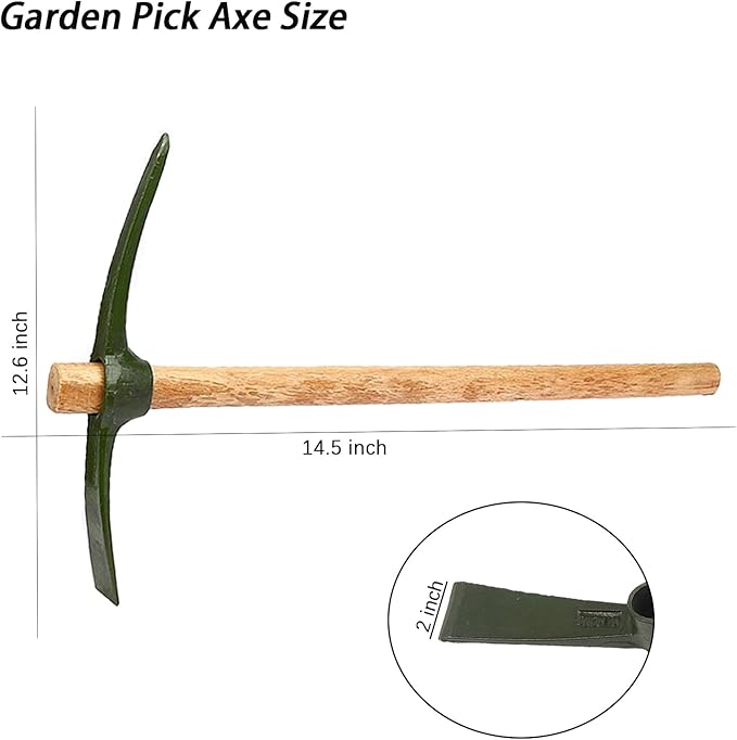 Forged Heat Treated Weeding Garden Pick Axe,for Gardening,Planting Vegetables and Fruits,Camping and Outdoors Climbing Pickaxe