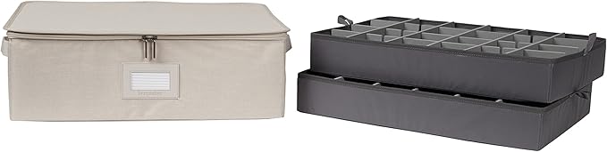 Covermates Keepsakes - Adjustable Zip-Top Storage Box - Configurable FlexGrid Compartments - Heavy Duty Polyester- Reinforced Handles - Stackable Design - Indoor Storage, Beige Heather