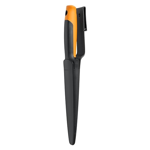 Fiskars Hori Hori Garden Knife with Sheath, Multi-Purpose Heavy Duty Gardening Hand Tool for Weeding, Planting, Digging with Hanging Hole