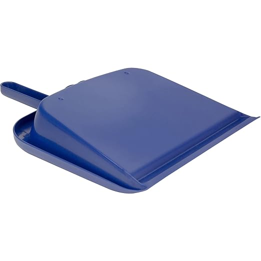 SPARTA Large Handheld Dustpan with Hanging Hole, Heavy-Duty Plastic Dustpan with Wide Lip for Countertops and Surfaces, Plastic, 10 Inches, Blue