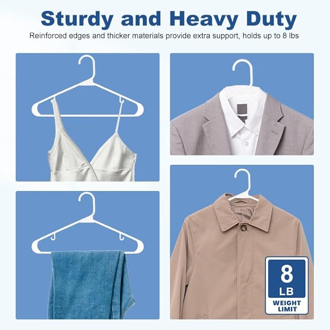 HOUSE DAY 1000 Pack Plastic Clothes Hangers, Commercial Bulk Shipment for Business, Sturdy Durable Lightweight Hanger White Ideal for Retail Dry Cleaners Warehouses, Save Cost & Warehouse Space