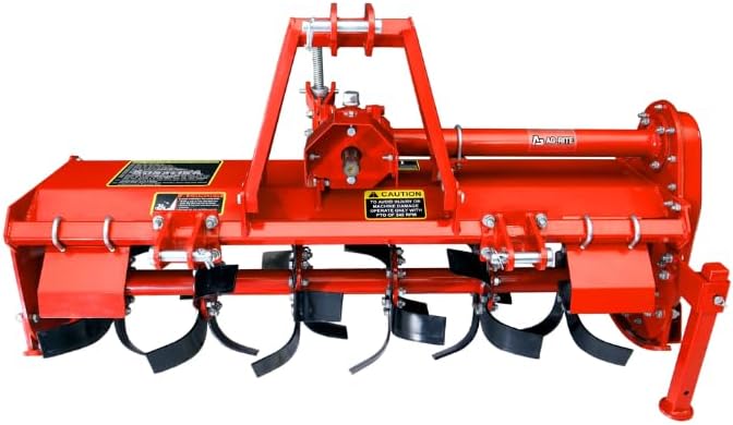 48" Rotary Tiller – Gear-Driven 3-Point Tiller for Tractors 20-35 HP, 36 Heavy-Duty Tines, Max 6.89” Depth – PTO Powered Category 1 Tiller for Gardens, Farms & Landscaping