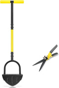 Byhager Professional Lawn Edger Tool, Heavy Duty Steel Half Moon & Saw-Tooth Blade for Clean Borders, Long Handle Reduces Back Strain, Manual Edger Ideal for Garden Edges, Sidewalks, Flower Beds