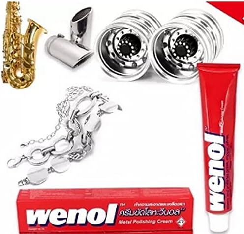 wenol Metal Polish Shiner with Surface Protection 50 g. 1.76 oz (pack of 6). Get Free !! Microfiber cloth.