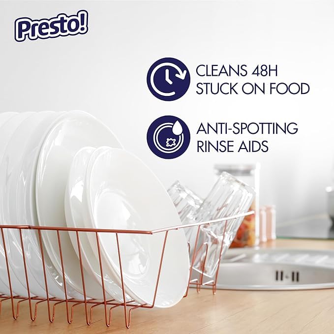 Amazon Brand - Presto! Triple Action Dishwasher Pacs, Anti-spotting, Fresh Scent, No Phosphates or Chlorine, 70 Count