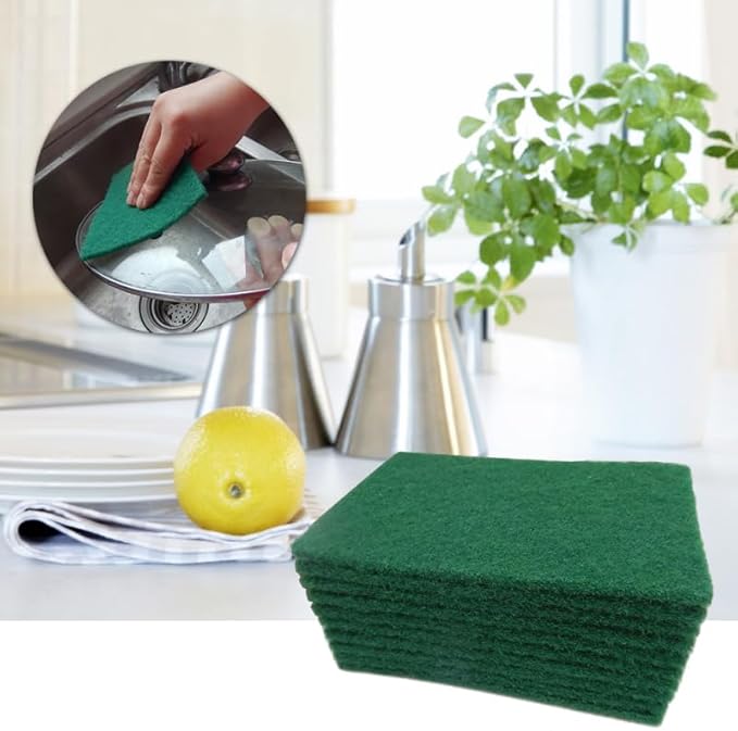 10-Pack Non-Scratch Heavy Duty Scouring Pads 5.90X3.93 Inch Durable Kitchen Scrub Sponges for Pots Pans Stove Top Cleaning Reusable Dish Scouring Pads