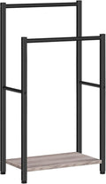 HOOBRO Freestanding Towel Rack, 2 Tier Blanket Ladder Holder for Bathroom, 16.5" L x 9.4" W x 31.5" H, Blanket Rack, Industrial Drying and Display Rack with Shelf, Metal, Greige and Black BG02LB01