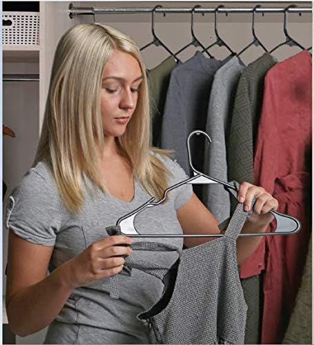 Sharpty Plastic Hangers Clothes Hangers for Clothing, Closet, Coats & Shirts - Notched, Durable & Space Saving - for Everyday Standard Use, Room Essentials & Basics - 50 Pack - Black