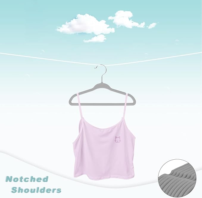 BAGAIL 50 Pack Kids Velvet Hangers 11 Inches Children's Clothes Hangers Non-Slip Baby Hangers for Infant/Toddler (Grey)