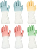 Rubber Dishwashing Gloves 6 Pairs, Rubber Cleaning Gloves for Household Washing Dishes Cleaning Gardening, Colorful Non-Slip Dish Gloves for Women Men Medium