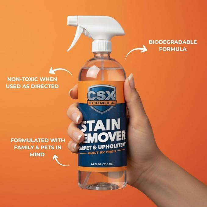 CSX Powerful Stain Remover 24oz – Heavy Duty Carpet & Upholstery Cleaner, Professional Strength, Deep Clean Formula – Removes grease, wine, coffee, ink, food, and more – Made in the USA