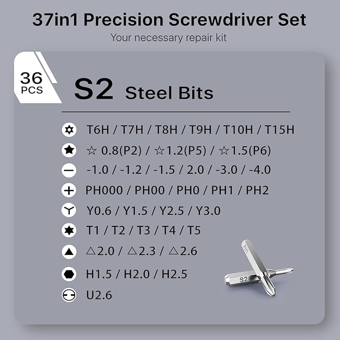Stocking Stuffers for Men Adults Him, AXTH 37in1 Small Precision Screwdriver Set, Christmas Gifts, Professional Magnetic Mini Repair Tool Kit for Computer, Watch, Laptop, Tiny Electronic