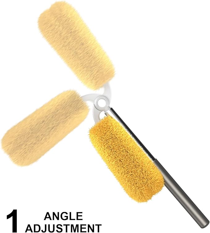 Long Handle Dusters for Cleaning with 2 Replacement Heads, Washable Cleaning Duster Kit with Laundry Mesh Bag, Cobweb Duster, Extendable Dusting Tool for Home and Office
