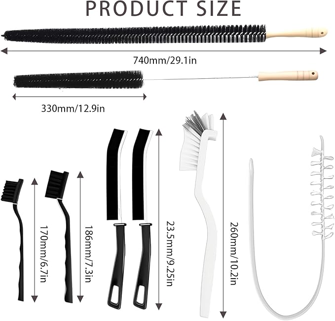 Washing Machine Cleaning Brush Set, 8-Piece Dryer Vent Cleaner Kit, Washer & Dryer Maintenance Tools for Deep Cleaning, Including Lint, Crevice, and Drum Brushes