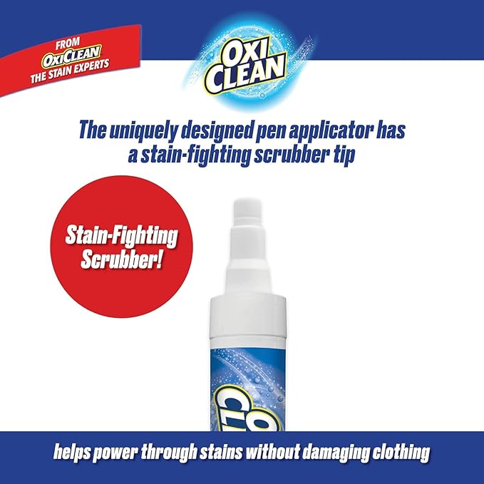 OxiClean On The Go Stain Remover Pen for Clothes, Portable Instant Travel Size Stick, Safe Cloth Stain Remover for Makeup Food and Drink, Stain Pen for Clothes, Pack of 3
