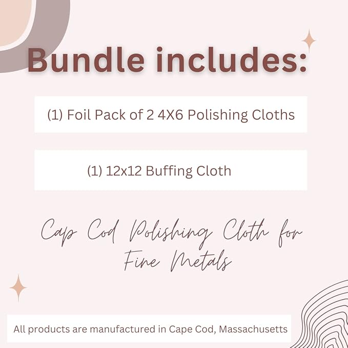 Cape Cod Polishing Cloth + Buffing Cloth Bundle For Fine Metals | Jewelry Cleaner and Tarnish Remover | Silver Polishing to a Brilliant Shine