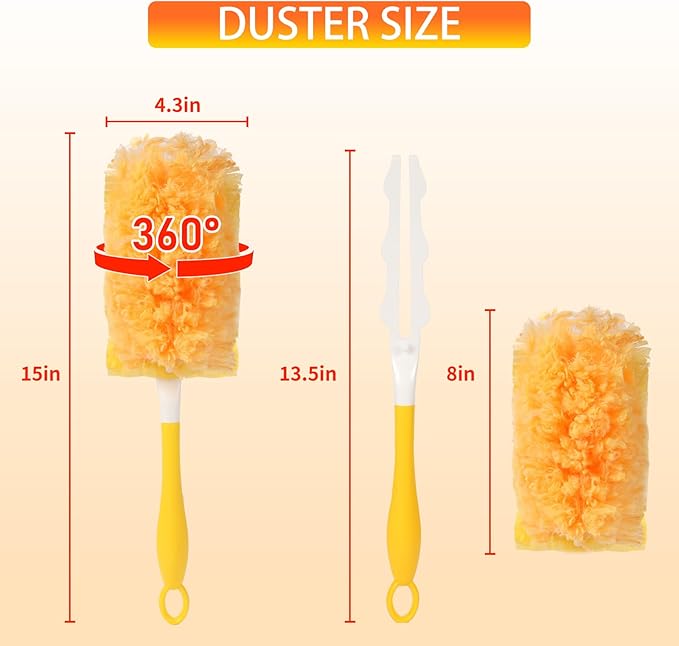 50 Count Larger Size Duster Refills for Swiffer Dusters with 1 Handle - Multi-Surface Feather and Microfiber Duster Disposable Alternative, Heavy Duty Cleaning Kit for Home, Furniture, Blinds and Vent