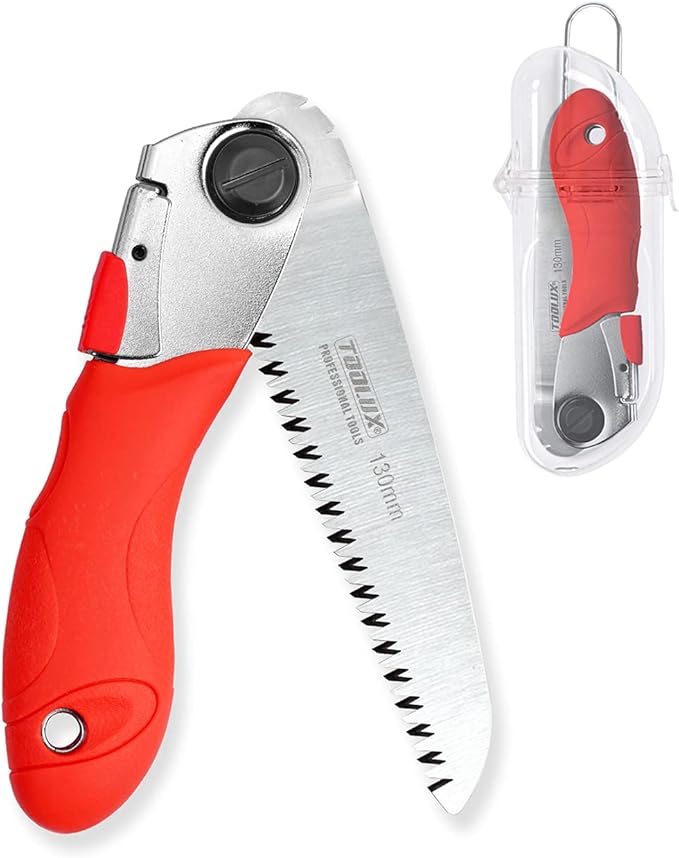 TOOLUX Folding Saw, 5inch Small Pruning Saw for Tree, Wood Hand Saws With Hard Teeth, Quality SK-5 Steel Hunting Saw Foldable with Box for Deer, Tree, Wood and Limb Cutting