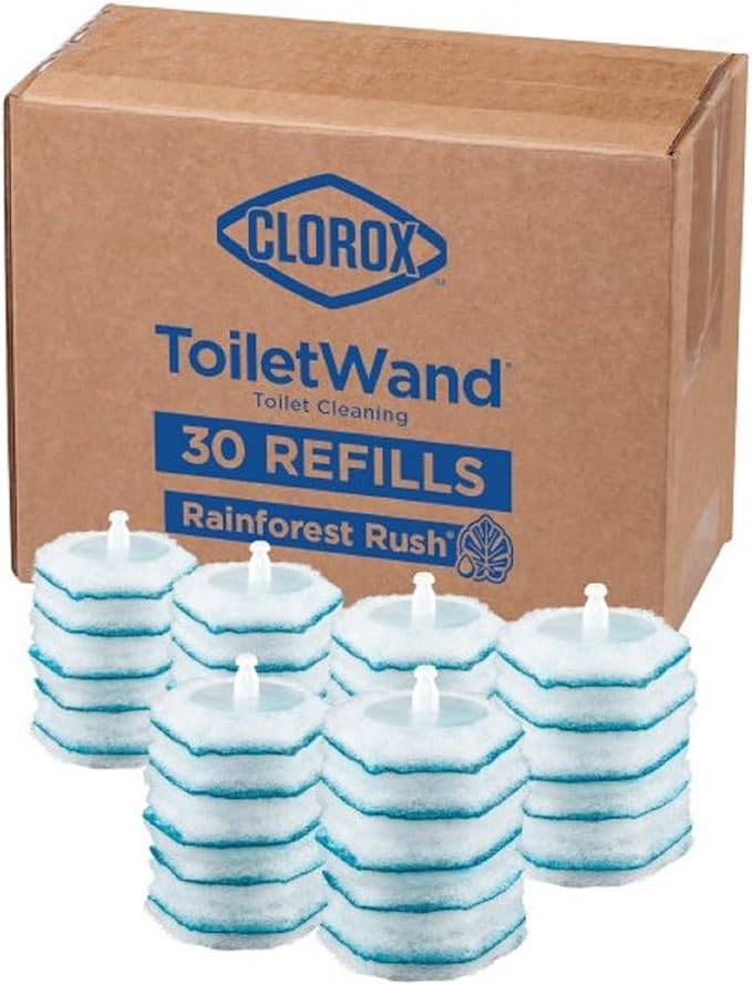 Clorox ToiletWand Toilet Cleaner Refills, Toilet brush, Rainforest Rush, 30 Ct