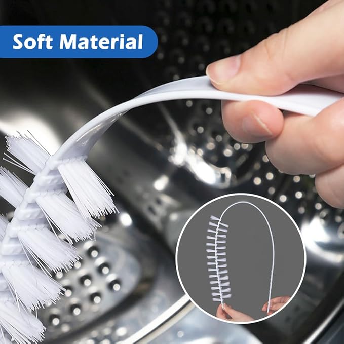Washing Machine Cleaning Brushs, 2pcs 60cm Scrub Brushes with Long Handle Flexible Bendable Slot Cleaning Brush for Bathroom, Shower & Kitchen Sink Household(White)