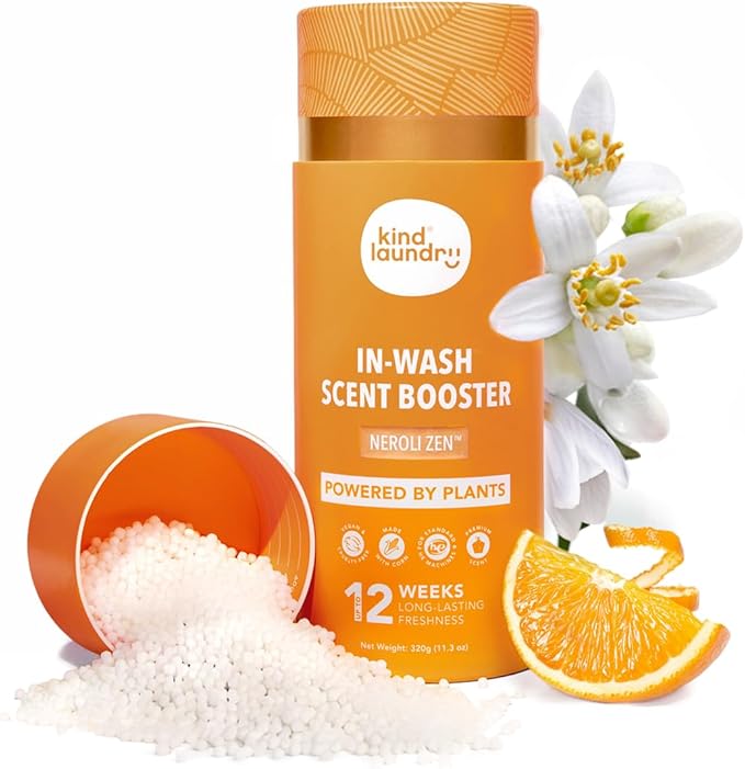 Kind Laundry In Wash Scent Booster Beads - Neroli Zen - 100% Plant Based - Natural Laundry Booster Beads & Smell Deodorizer - Environment Friendly Odor Eliminator for Clothes (320 grams)