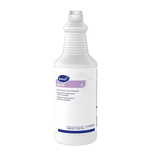 Diversey 94995295 Emerel Multi-Surface Creme Cleanser, Acidic Mild Abrasive Formula for Difficult Stains, Fresh Scent, Ready-to-Use Squeeze Bottle, 32-Ounce (Pack of 12)