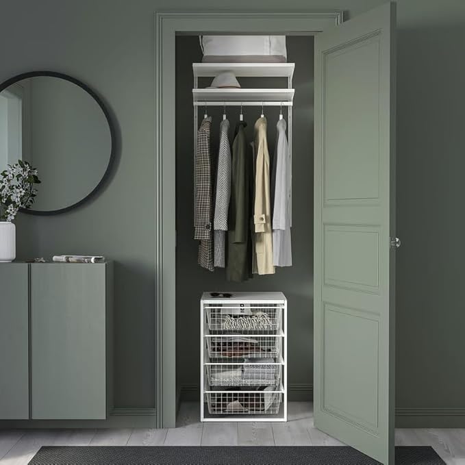 Storage Organizer with Top Metal Shelf, Storage Combination for Kitchen, Multipurpose Cabinet Organizer with 4 Large Wire Basket Storage, Shelf Rack for Office Laundry Room (4 Tier and top Shelf)