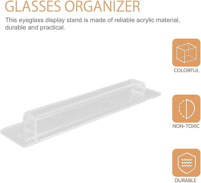 Wall-Mounted Acrylic Glasses Organizer Rack, Decorative Glasses Holder for Multiple Eyewear Storage and Shop Display, Space-Saving Eyewear Organizer for Home and Retail Use