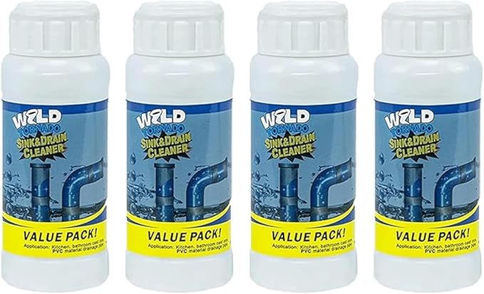 Wild Tornado Sink and Drain Cleaner, Powerful Sink Drain Cleaner, Pipe Dredge Fast Foaming Drains Clog Remover for Kitchen and Bathroom Pipes Cleaning Tool (4PCS)