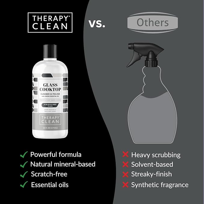 Therapy Glass Cooktop Cleaner Bundle with Microfiber Cloth - Glass Stove Top Cleaner and Polish for Ceramic, Electric, Induction and Flat Top Surfaces