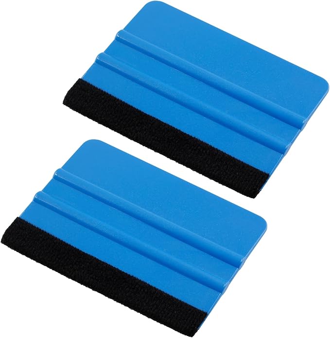 4 Inch Plastic Felt Edge Squeegee Tool Vinyl Squeegee for Window Tint, Wallpaper, Decal Sticker, Blue, 2Pcs