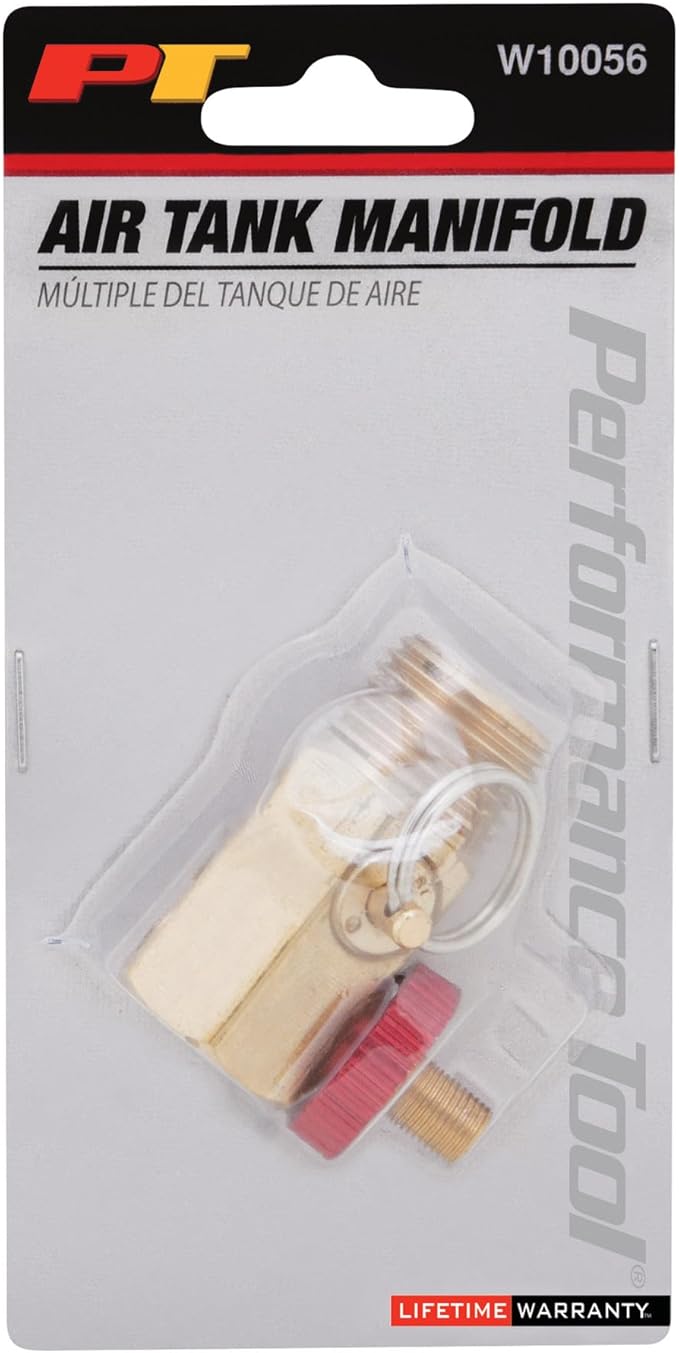 Performance Tool W10056 Air Tank Manifold With Fill Port , Ball Valve, & Relief Bypass , Gold
